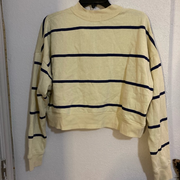 BP Yellow and Navy Striped Women's Sweatshirt - Picture 2 of 2